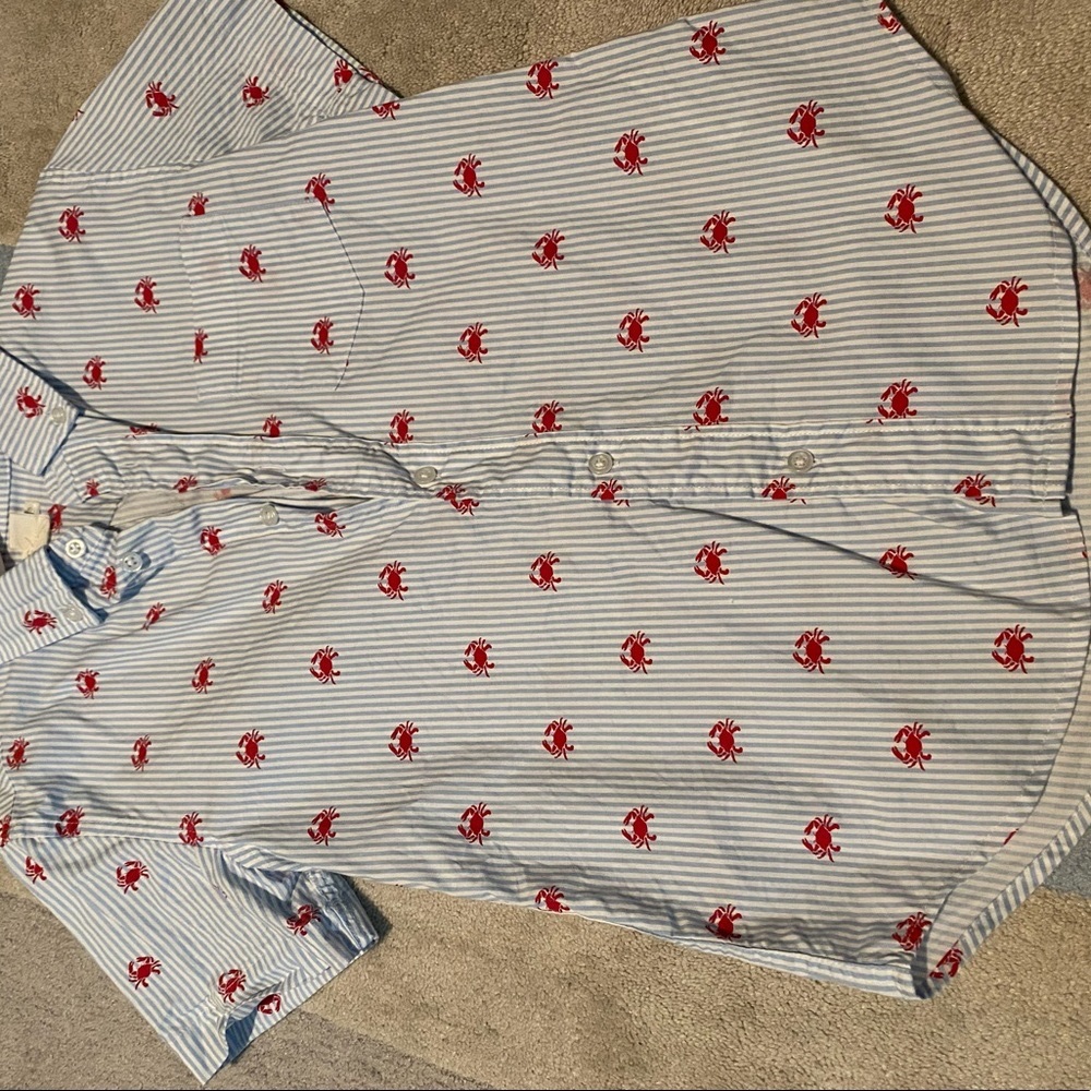 Boys Crew Cuts Crab SS Button Down sz 8 - Picture 2 of 3
